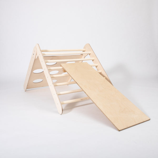 Pikler Dreieck 2 in 1 mit Rampe, klappbar, Birke (Montessori House Bed)