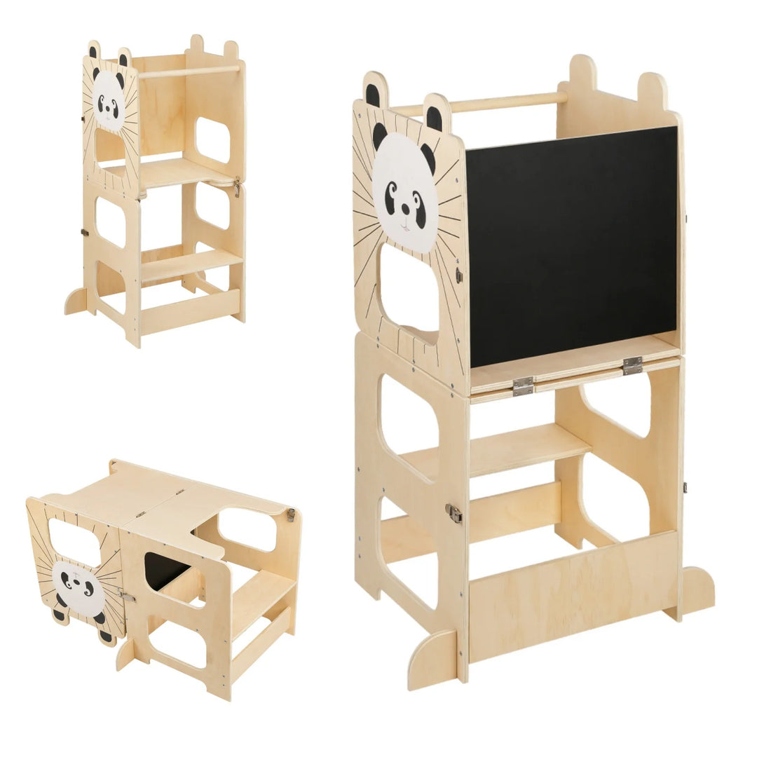Lernturm 3 in 1 mit Tafel, umbaubar zu Kindertisch und Stuhl