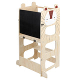 Lernturm 3 in 1 mit Tafel, umbaubar zu Kindertisch und Stuhl – Motiv Igel