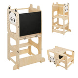 Lernturm 3 in 1 mit Tafel, umbaubar zu Kindertisch und Stuhl – Motiv Panda