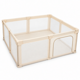 Laufstall faltbar 70 cm hoch, mit Tasche und Ziehringen – Beige